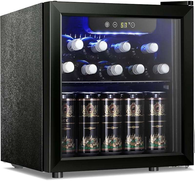 Antarctic Star 12 Bottle 48 Can Beverage Refrigerator Cooler - Mini Fridge Glass Door for Beer Soda Drinks or Wine,Freestanding Beverage Fridge for Home and Bar with Adjustable Shelving, 1.3 Cu. Ft. - Image 1