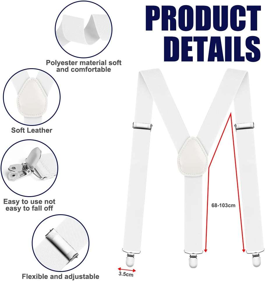 AOMIG Men's Braces with Strong Metal Clips, 3.5cm Wide Heavy Duty Suspenders - Image 2