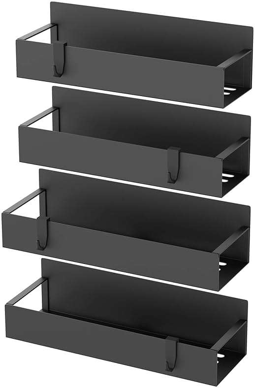 HuggieGems Metal 4 Pack Magnetic Spice Storage Rack Organizer for Refrigerator and Oven, Black Fridge Organizers and Storage, Metal - Image 6