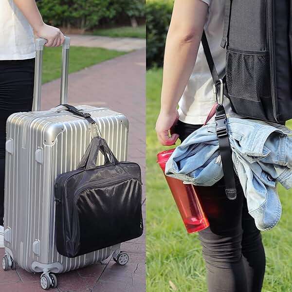 Vividwise Luggage Straps, Add a Bag Luggage Strap Jacket Gripper, Luggage Straps Carry-on Baggage Suitcase Straps Belts Travel Accessories (Black, Hook x 1) - Image 5