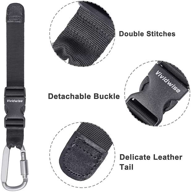 Vividwise Luggage Straps, Add a Bag Luggage Strap Jacket Gripper, Luggage Straps Carry-on Baggage Suitcase Straps Belts Travel Accessories (Black, Hook x 1) - Image 6
