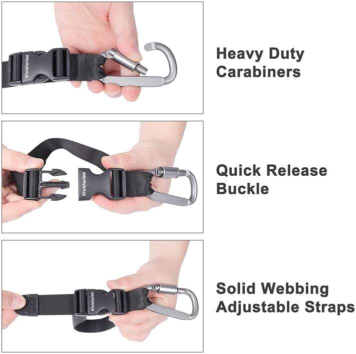 Vividwise Luggage Straps, Add a Bag Luggage Strap Jacket Gripper, Luggage Straps Carry-on Baggage Suitcase Straps Belts Travel Accessories (Black, Hook x 1) - Image 7