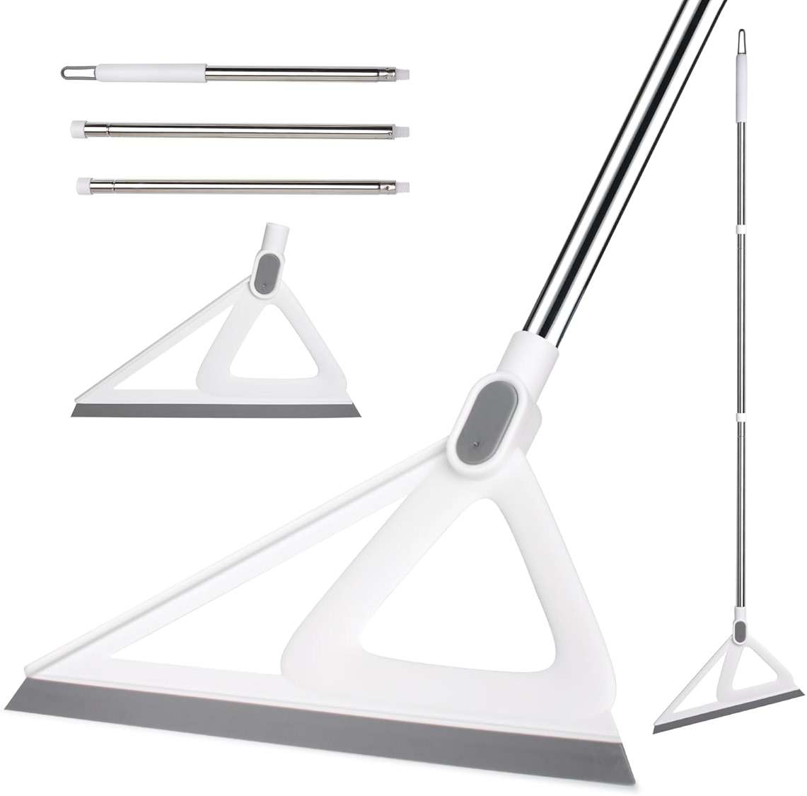 XXFLOWER Multifunction Silicone Broom，Squeegee Broom Sweeping Water and Pet Hair，Rubber Broom Sweeper for Floor Bathroom Kitchen Shower，Rugs，Glass Windows（White） - Image 1