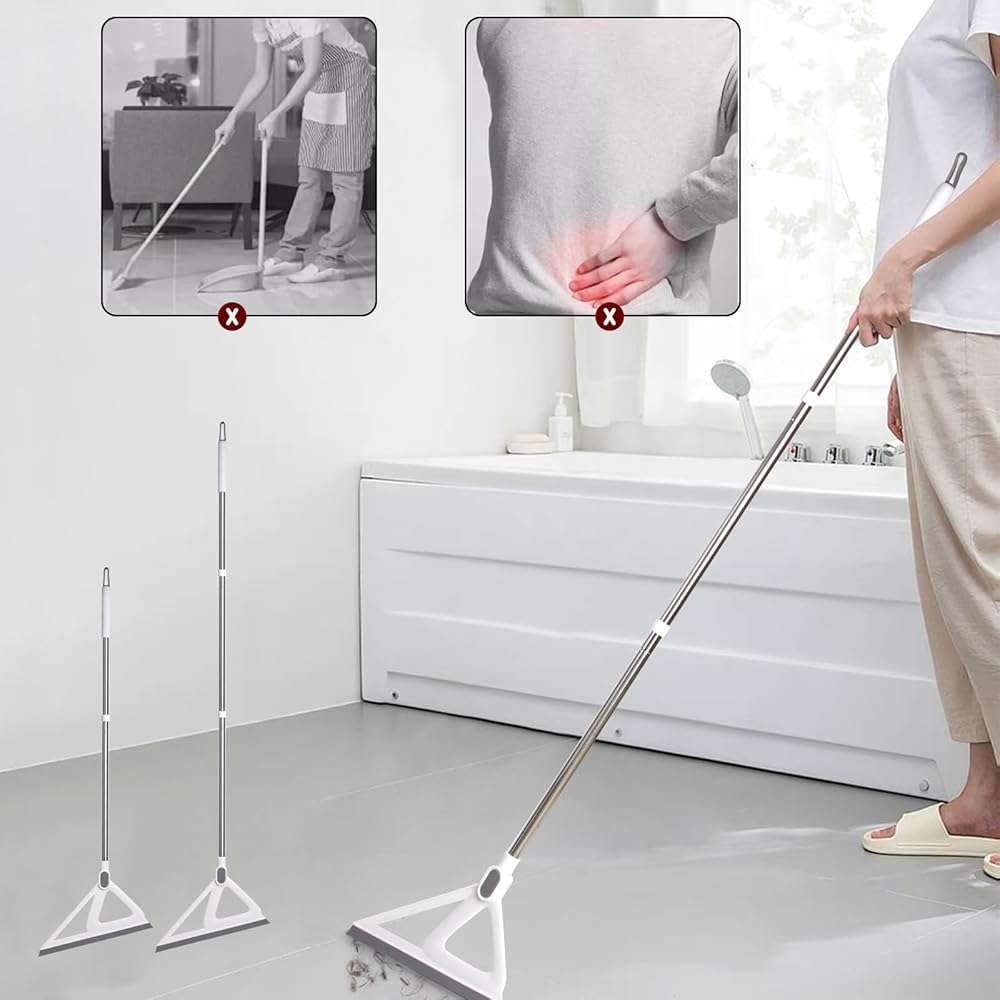 XXFLOWER Multifunction Silicone Broom，Squeegee Broom Sweeping Water and Pet Hair，Rubber Broom Sweeper for Floor Bathroom Kitchen Shower，Rugs，Glass Windows（White） - Image 2