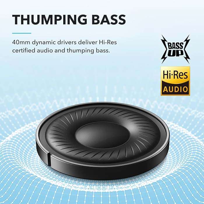 Soundcore by Anker Q20i Hybrid Active Noise Cancelling Headphones, Wireless Over-Ear Bluetooth, 40H Long ANC Playtime, Hi-Res Audio, Big Bass, Customize via an App, Transparency Mode (Black) - Image 3