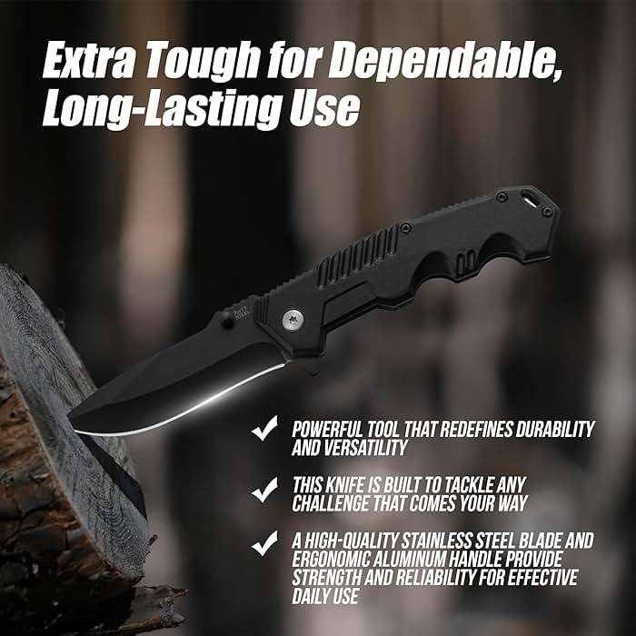 AOSILEY Pocket Folding Knife with Stainless Steel Point Lock Blade Knives and Lightweight Lockback Multi-Tool for Camping, Outdoor, Hunting，Survival and EDC - Image 2