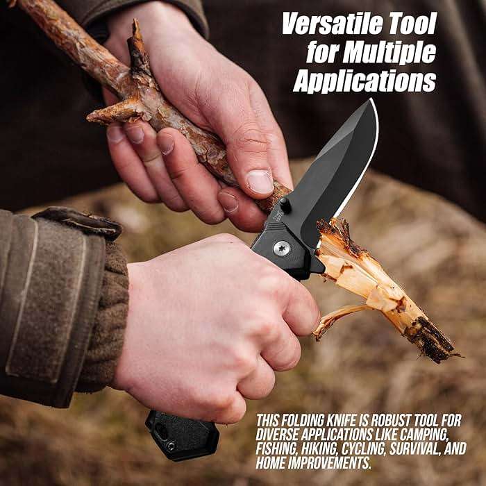 AOSILEY Pocket Folding Knife with Stainless Steel Point Lock Blade Knives and Lightweight Lockback Multi-Tool for Camping, Outdoor, Hunting，Survival and EDC - Image 4