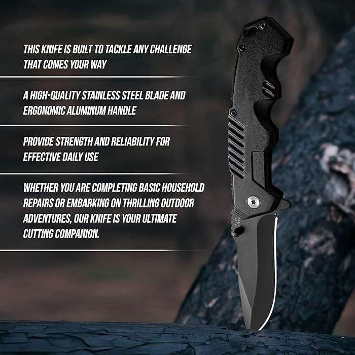 AOSILEY Pocket Folding Knife with Stainless Steel Point Lock Blade Knives and Lightweight Lockback Multi-Tool for Camping, Outdoor, Hunting，Survival and EDC - Image 9