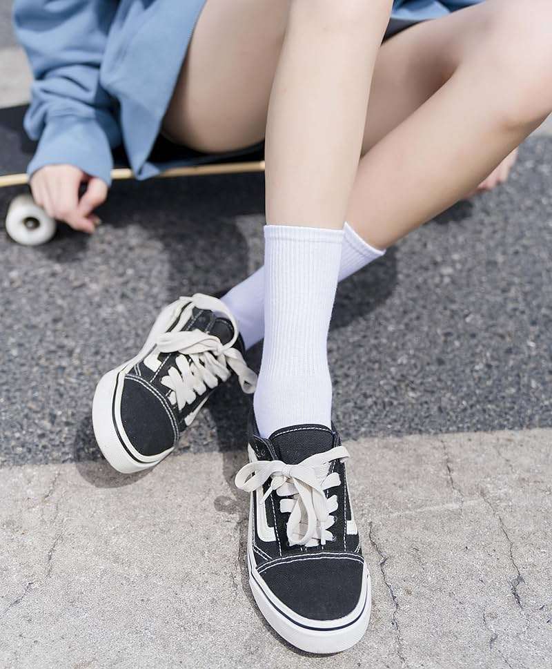 Irisbear Womens Crew Socks Casual Athletic Gym LightWeight Thin Cotton Socks 5 Pairs - Image 4