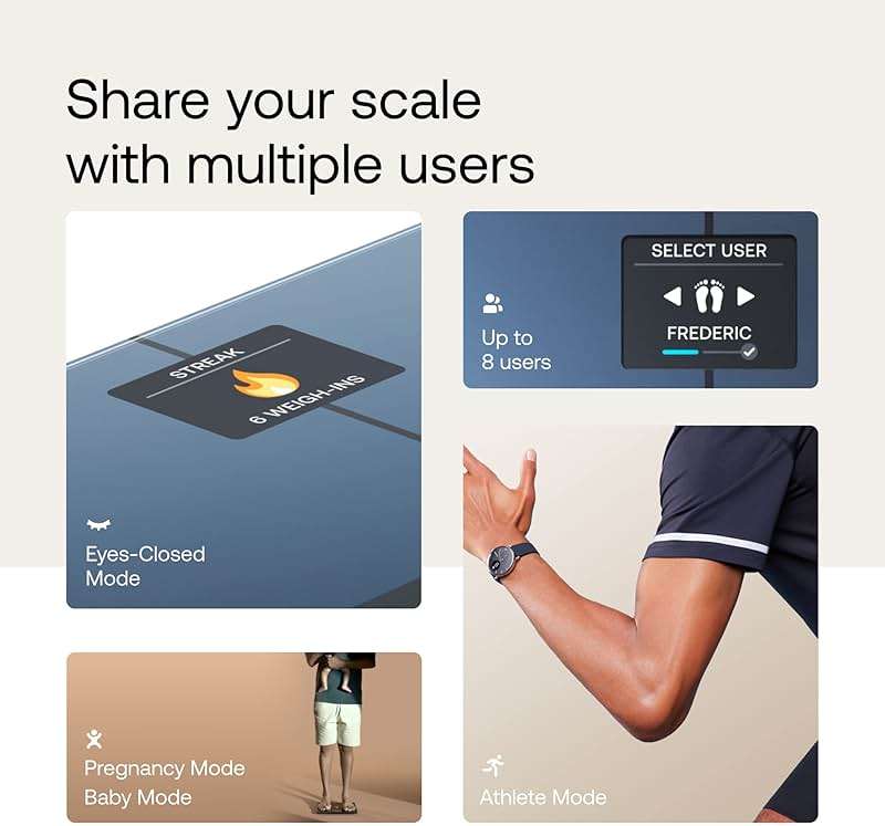 WITHINGS Body Smart - Accurate Scale for Body Weight and Fat Percentage, Body Composition Wi-Fi and Bluetooth Weight Scale, Baby Weight Scale, Smart Scale Apple Health Compatible, Bathroom Scale - Image 5