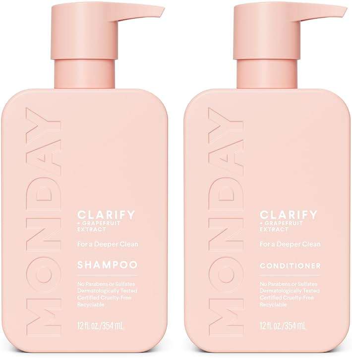 MONDAY HAIRCARE Clarify Shampoo and Conditioner Set 12 oz for Oily Hair Made with Grapefruit Extract, Coconut Oil, Shea Butter, Vitamin E and Pro-Vitamin B5 - Image 1