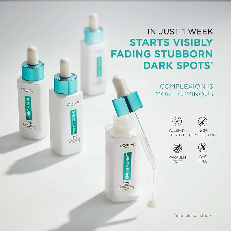 L’Oréal Paris Bright Reveal 12% [Niacinamide + Amino Sulfonic + Ferulic] Dark Spot Serum 1oz + Moisturizer Sample - Image 6