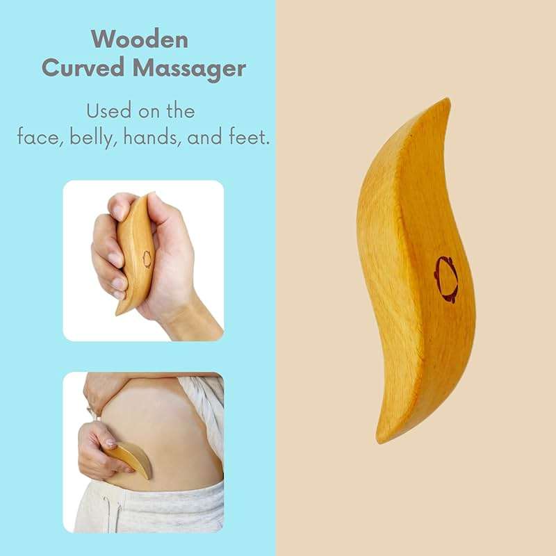 Dry Brushing Body Brush for Lymphatic Drainage-Vegan Dry Brush with Contoured Non-Slip Handle +Wood Therapy Massage Tools. Maderoterapia Kit, Gua Sha, Anti-Cellulite, Body Sculpting, Sensitive Skin - Image 4