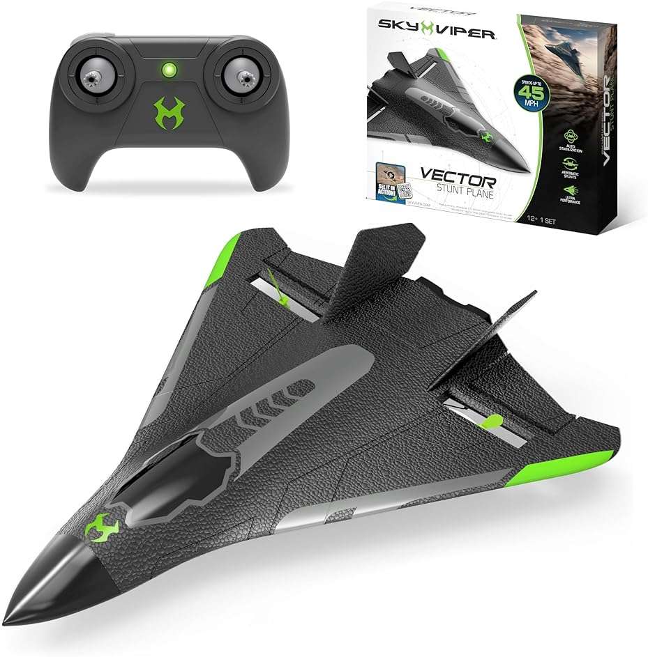 Sky Viper Vector Performance RC Plane, up to 45 MPH, 1-Touch Stunts, Rechargeable Battery - Image 1