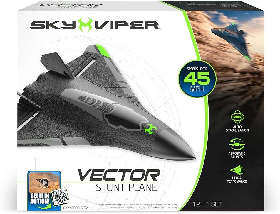 Sky Viper Vector Performance RC Plane, up to 45 MPH, 1-Touch Stunts, Rechargeable Battery - Image 9