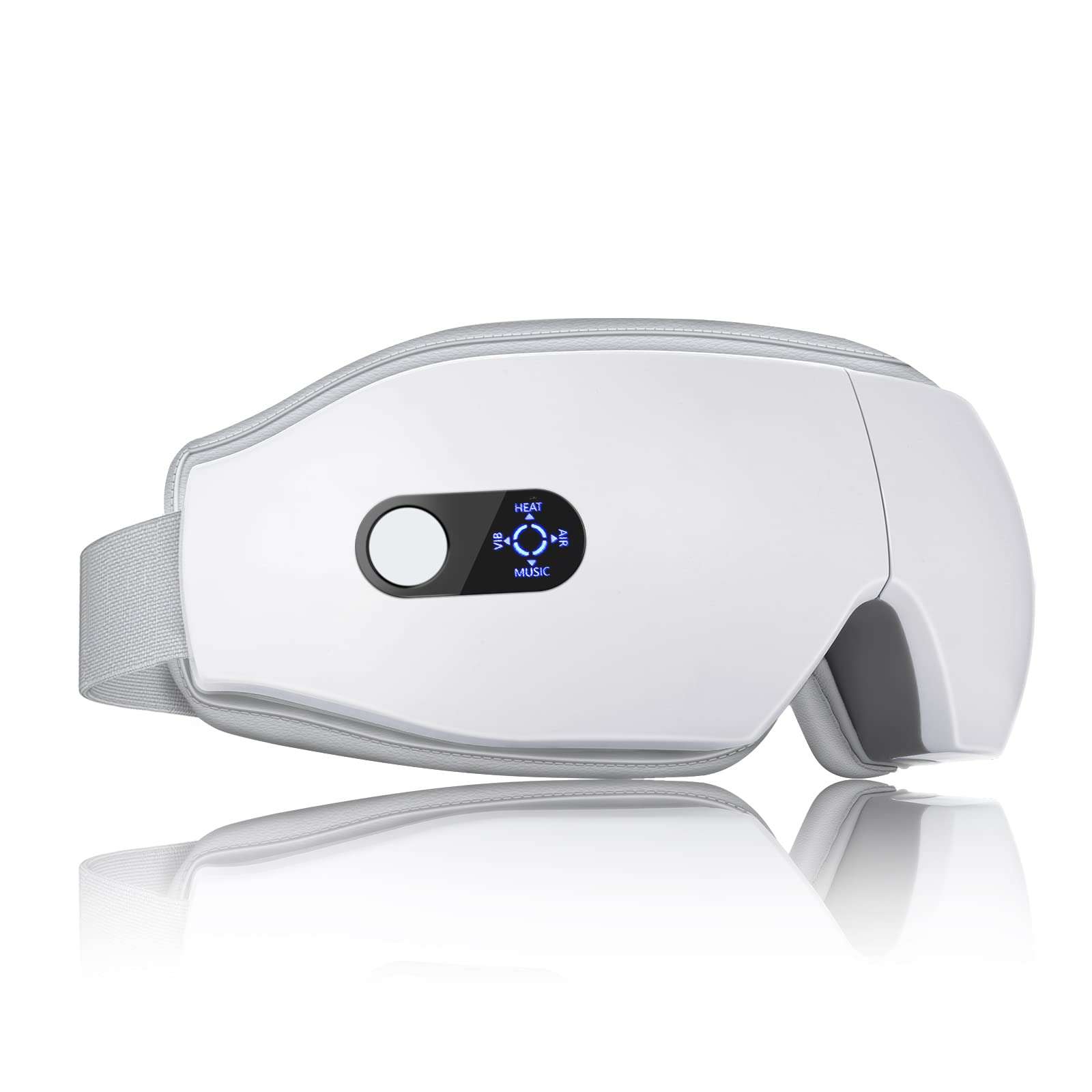 NOWWISH Eye Massager with Heat, Vibration and Bluetooth Music for Migraine Headache Relief, Cordless Heated Eye Mask with 6 Massage Modes, Relaxation -Mothers Day Gifts for Mom Wife -White - Image 1
