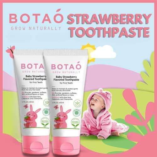 BOTAO Fluoride Free Toddler Toothpaste | Strawberry Flavored - Training Toothpaste for Toddlers | EWG Verified, Vegan, SLS Free, Safe to Swallow, Aloe Vera (2Pack) - Image 5