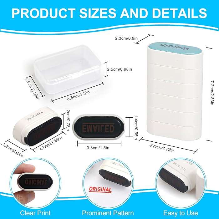Total Office Stamps Set 15PCs, Self Inking Rubber Stamps “Paid Copy Entered Scanned Approved Posted Denied Urgent Accepted Completed FAXED EMAILED Original Received Confidential” for Business Use - Image 2