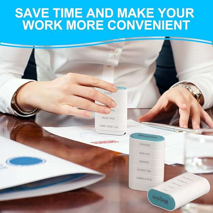 Total Office Stamps Set 15PCs, Self Inking Rubber Stamps “Paid Copy Entered Scanned Approved Posted Denied Urgent Accepted Completed FAXED EMAILED Original Received Confidential” for Business Use - Image 4