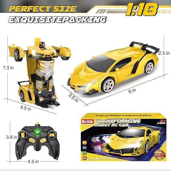 Britik Transform Remote Control Car Toy for Kids 4 5 6 7 8, Remote Control Car for Boys 4-7, Transform Cars for Boys 4-6, Toy Car 5 Year Old Boy, Toys for 3 4 5 6 7 8 9 10 11 12 Years Old Boy - Image 2