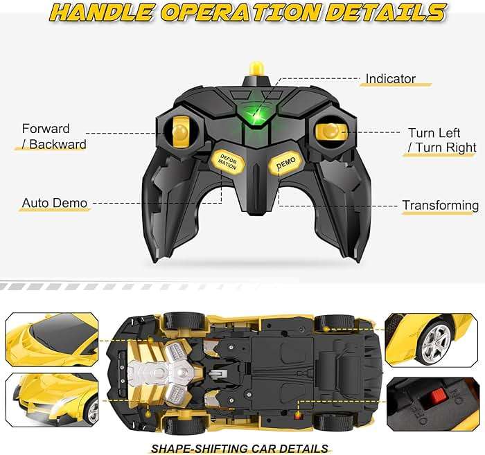 Britik Transform Remote Control Car Toy for Kids 4 5 6 7 8, Remote Control Car for Boys 4-7, Transform Cars for Boys 4-6, Toy Car 5 Year Old Boy, Toys for 3 4 5 6 7 8 9 10 11 12 Years Old Boy - Image 9