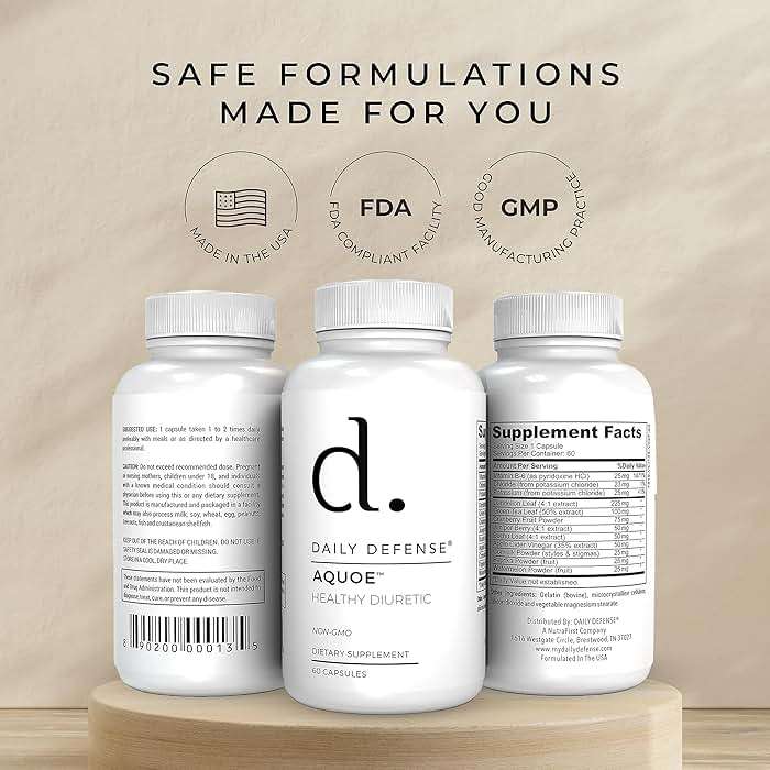 Daily Defense Diuretic Pills - Cranberry with Green Tea, Dandelion, Apple Cider Vinegar & More - AQUOE Water Away for Bloating & Fitness - Water Pills - 1 Pack, 60 Count - Image 6