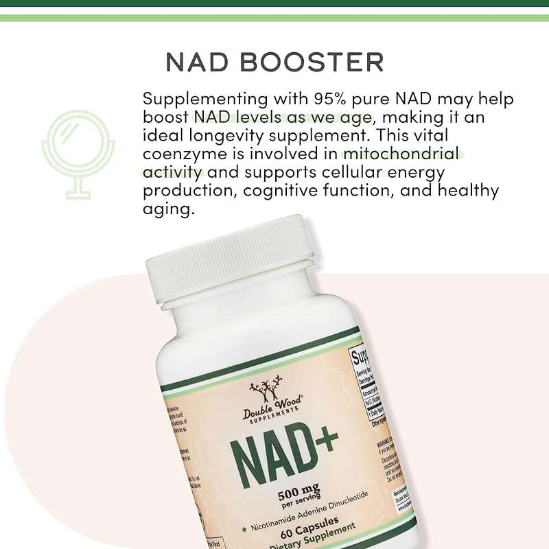 Double Wood Supplements NAD+ Anti Aging & Cell Regeneration | 500mg of 95% Pure NAD Plus Per Serving, 30 Day Supply | Similar to Nicotinamide Riboside | Third Party Tested, Vegan Safe, Non-GMO - Image 6