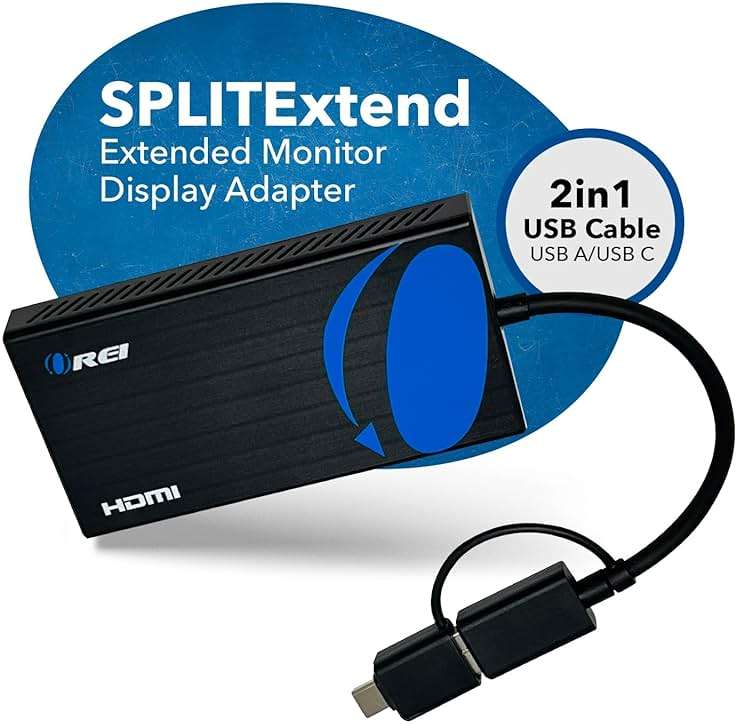 OREI SplitExtend HDMI Splitter Extended Display for Dual Monitor - Multi-Monitor Display 3 Separate Screens - USB A & USB-C Adapter to HDMI 2.0, 4K@30Hz Output 1, 1080p Output 2 for Windows, Mac OS G - Image 5