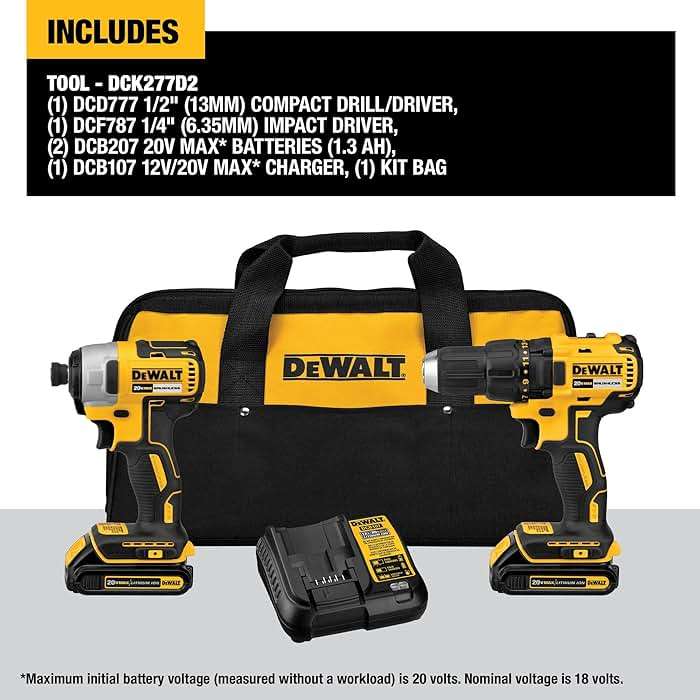 DEWALT 20V MAX Cordless Drill and Impact Driver, Power Drill Brushless 2-Tool Power Tool Combo Kit, Includes 2 Batteries, Charger and Bag (DCK277D2) - Image 2