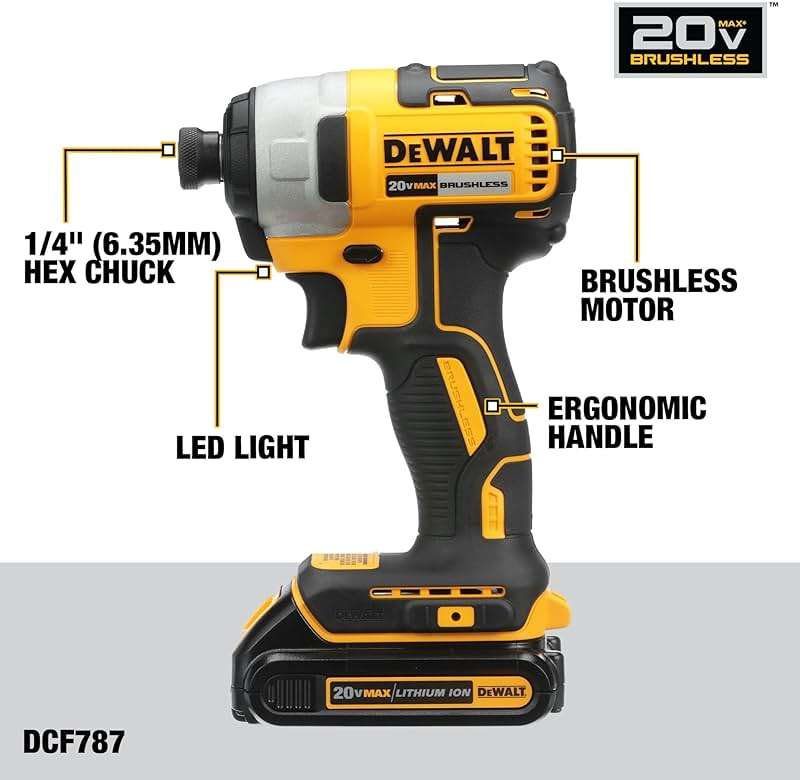 DEWALT 20V MAX Cordless Drill and Impact Driver, Power Drill Brushless 2-Tool Power Tool Combo Kit, Includes 2 Batteries, Charger and Bag (DCK277D2) - Image 5