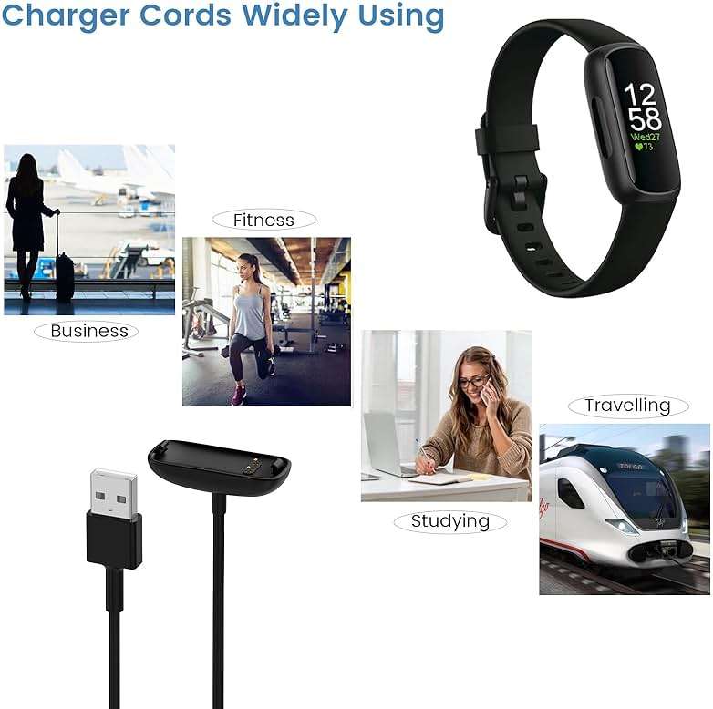 weishan Charger Replacement for Fitbit Inspire 3 Fitness Tracker - USB Magnetic Charging Cable Cord with Adapter Accessories for Smartwatch, 3.3ft - Image 6