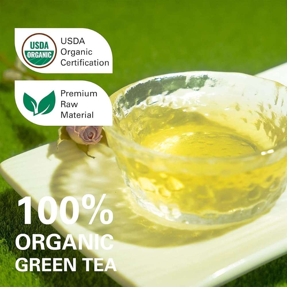 WT WEETEE Organic Green Tea Bags, Organic Pure Green Tea 100 Count, Super Antioxidant | Resealable Kraft Bag | Brew Hot or Iced - Image 4