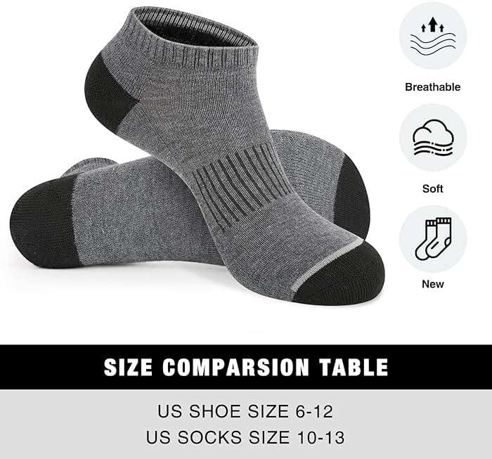 COOVAN 10 Pack Mens Ankle Low Cut Socks Athletic Cushion Casual Socks - Image 2