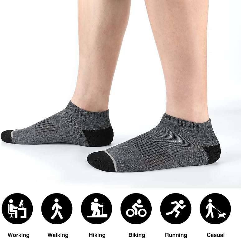 COOVAN 10 Pack Mens Ankle Low Cut Socks Athletic Cushion Casual Socks - Image 3