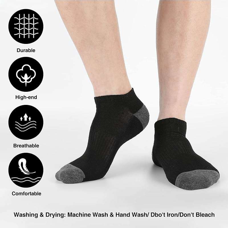 COOVAN 10 Pack Mens Ankle Low Cut Socks Athletic Cushion Casual Socks - Image 4