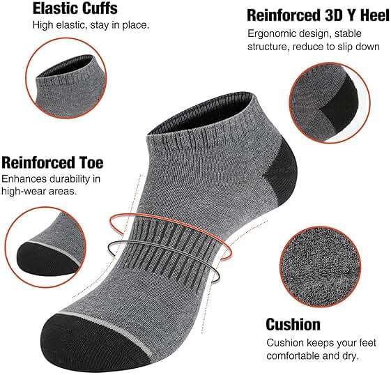 COOVAN 10 Pack Mens Ankle Low Cut Socks Athletic Cushion Casual Socks - Image 5