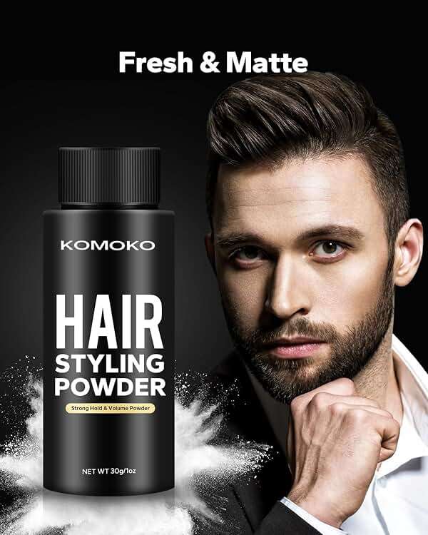 Komoko Hair Styling Powder for Men (0.7 oz) - Instantly Volumizing , Matte Finish Texture, for Strong Hold Natural Look - Image 3
