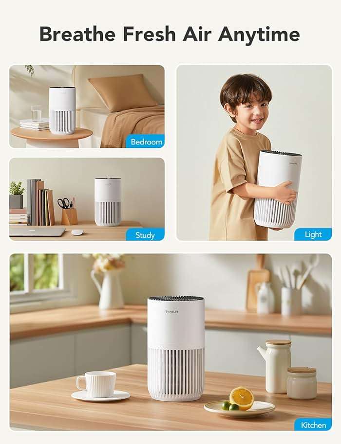 GoveeLife Mini Air Purifier for Bedroom, Smart Filter Air Purifier with App Alexa Control for Pet Hair, Odors, Pollen, HEPA Portable Air Cleaner with 3 Speeds, 2 Modes, Timer, Aroma for Home - Image 8