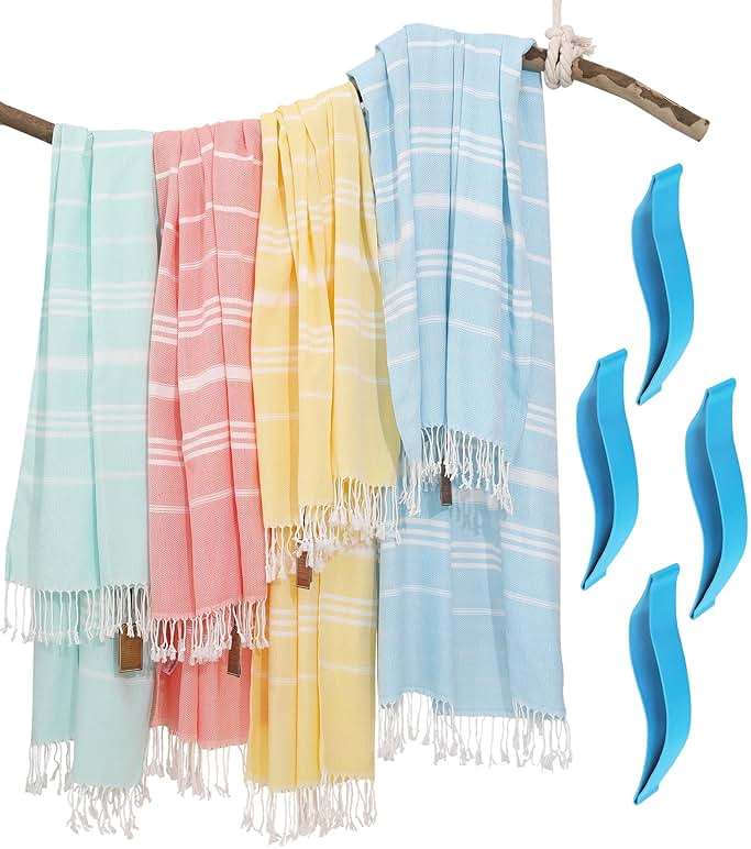 4 Packs Turkish Beach Towel Pool Swim Towels Set Bulk Soft Cotton Extra Large Sand Free Quick Dry Thin Lightweight Travel Vacation Essentials Cruise Accessories Must Haves Clearance Sandless Oversized - Image 8