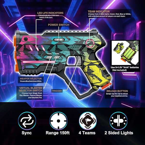 Laser Tag Set of 2, Lazer Tag Game for Kids Indoor & Outdoor Play, Gift Ideas for Kids Teens and Adults, Cool Toys for Teenage Ages 8 9 10 11 12+Year Old Boy & Girls - Image 4