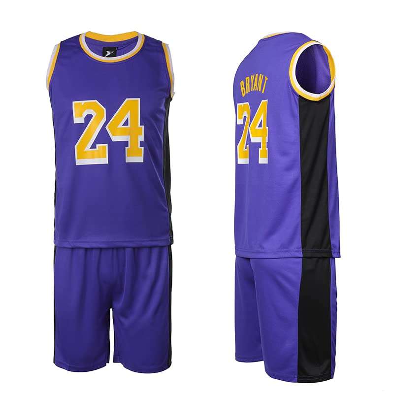 #24 Basketball Jerseys Outfit Tank Top Track Shorts Sport Sets Uniforms with Wristbands for Fans Kids Boys Youths - Image 4