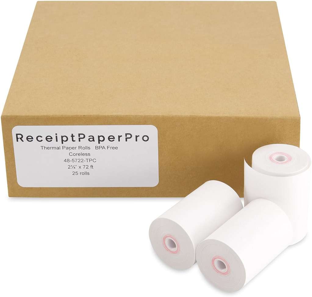 ReceiptPaperPro 2 1/4” x 72 ft Coreless Thermal Paper Receipt Rolls for Poynt C Smart Terminal V3.0, 25 Rolls/Case - Image 1