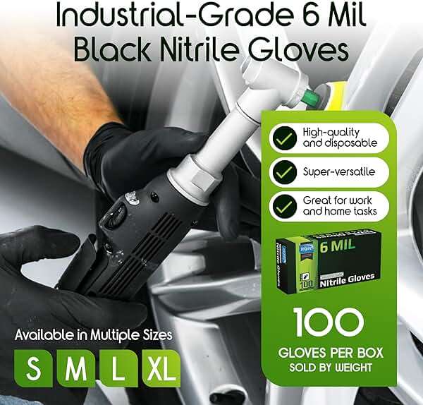 Inspire Black Nitrile Gloves HEAVY DUTY 6 Mil Nitrile Chemical Resistant Medical Cooking Cleaning Disposable Black Gloves - Image 2