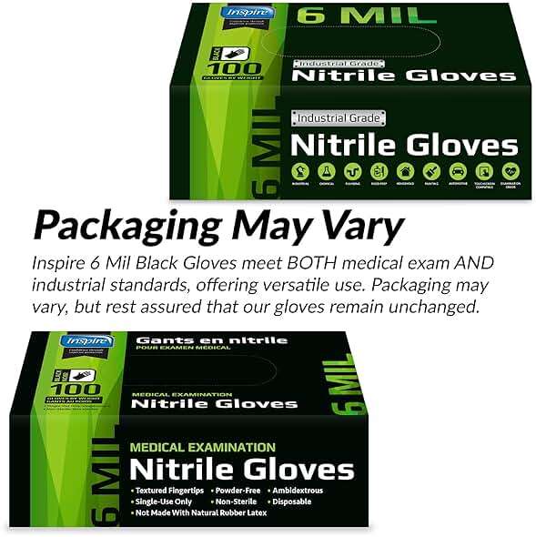 Inspire Black Nitrile Gloves HEAVY DUTY 6 Mil Nitrile Chemical Resistant Medical Cooking Cleaning Disposable Black Gloves - Image 6