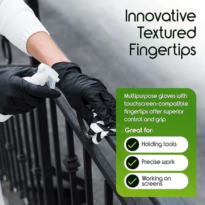 Inspire Black Nitrile Gloves HEAVY DUTY 6 Mil Nitrile Chemical Resistant Medical Cooking Cleaning Disposable Black Gloves - Image 8