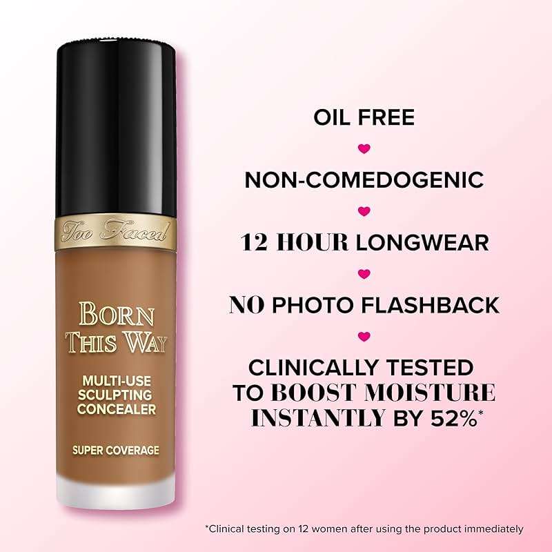 Too Faced Born This Way Super Coverage Multi-Use Concealer | Full-Coverage Hydrating Concealer for Dark Circles & Blemishes with Natural Finish|Hyaluronic Acid & Coconut Water,Natural Beige,0.45 Fl Oz - Image 5