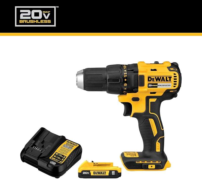 DEWALT 20V MAX Cordless Drill Driver Set, Electric Drill, Brushless 1/2 In 2 Speed, 2.0 Ah Battery and Charger Included, LED Light (DCD777D1) - Image 2
