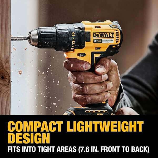 DEWALT 20V MAX Cordless Drill Driver Set, Electric Drill, Brushless 1/2 In 2 Speed, 2.0 Ah Battery and Charger Included, LED Light (DCD777D1) - Image 4