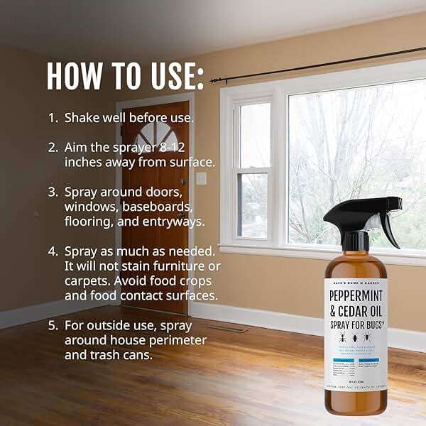 Kate's Home & Garden Peppermint Oil Spray for Bugs, Ants, Insects, Spiders, Roaches, Stink Bug. Pesticide and Insecticide Indoor Repellent Pest Control with Cedar Oil (16oz, Natural, Non Toxic) - Image 3