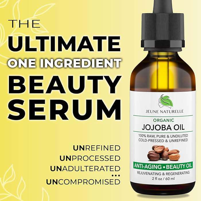 Jeune Naturelle Jojoba Oil Organic Cold Pressed - 100% Pure, Raw, Virgin, Undiluted, Unrefined - Ideal for Hair, for Skin, for Hair Growth, 2 oz - Image 2